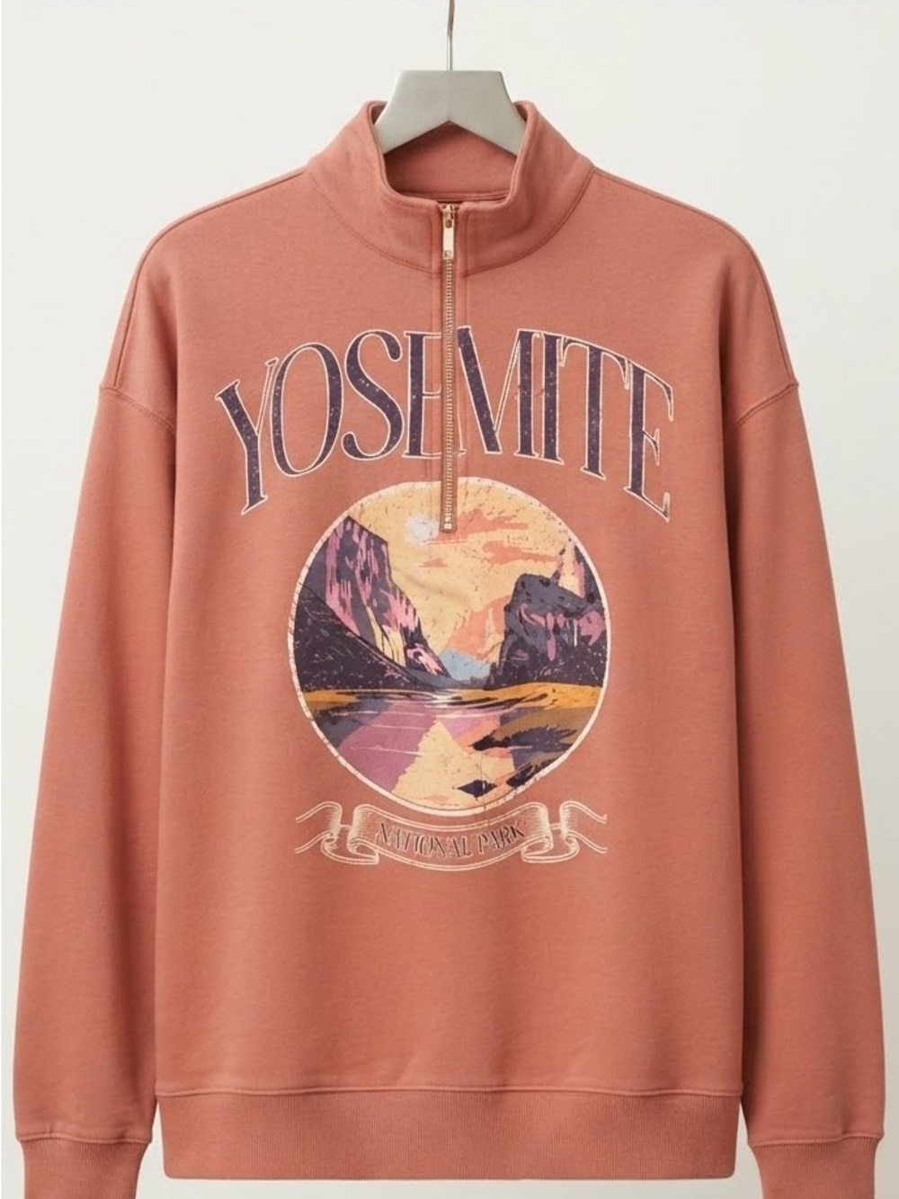 Yosemite Graphic Quarter-Zip Sweatshirt - Dusty Rose